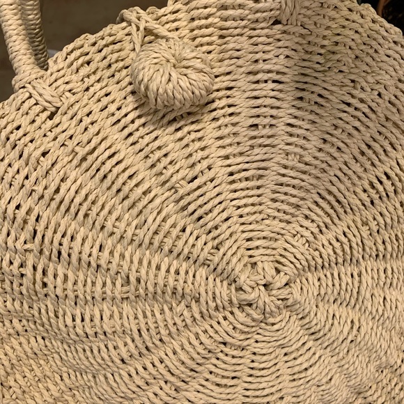 Round straw crossbody tote bag - Picture 6 of 8